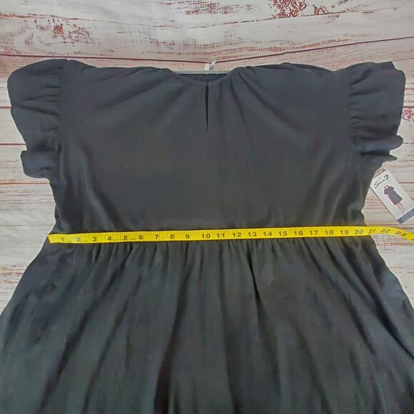 Seven7 Black Tiered Cottagecore Dress Sz 1X Ruffle Pleated Stretchy Pockets NWT - Picture 12 of 16